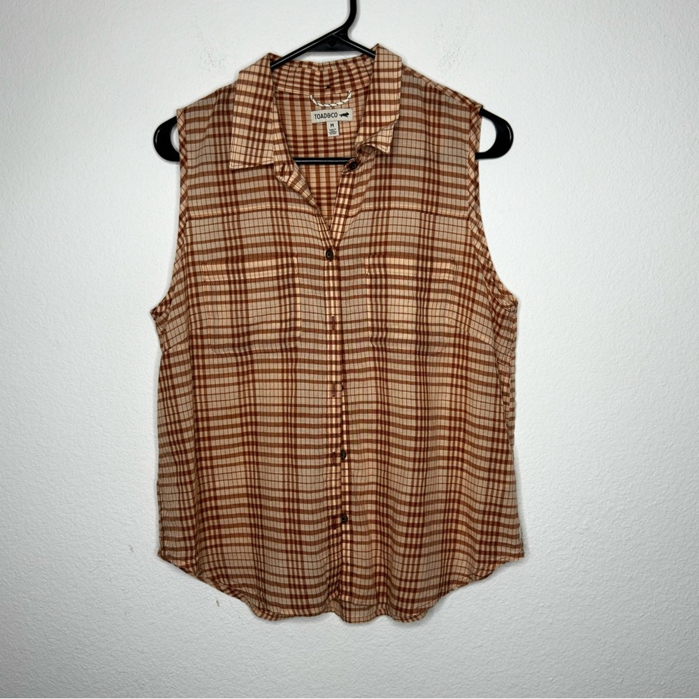Toad&Co Brown Plaid Sleeveless Top